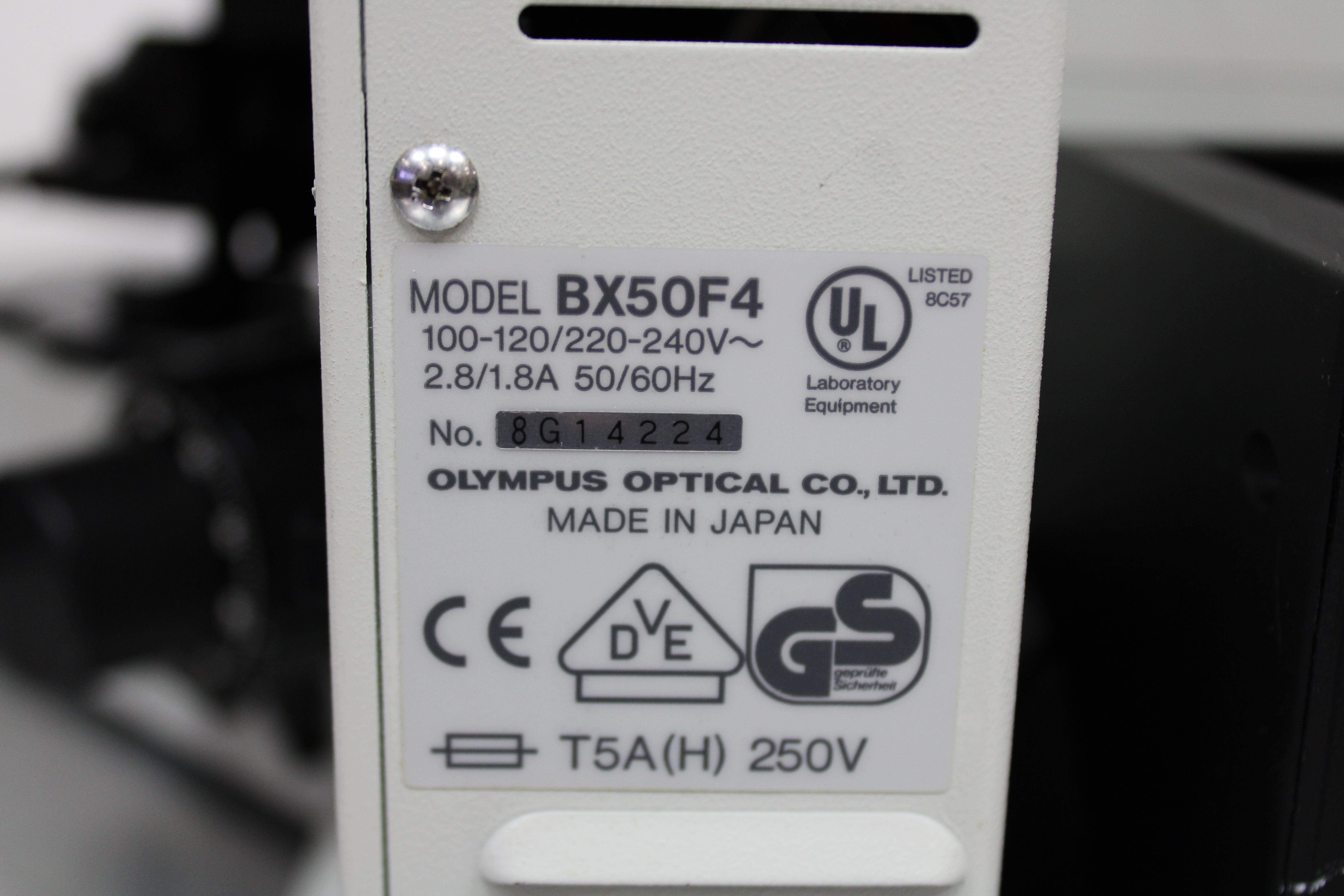 Olympus BX50F4 Microscope Imager 10x/0.25 4x/0.10 Lenses Halogen DP-12 Camera