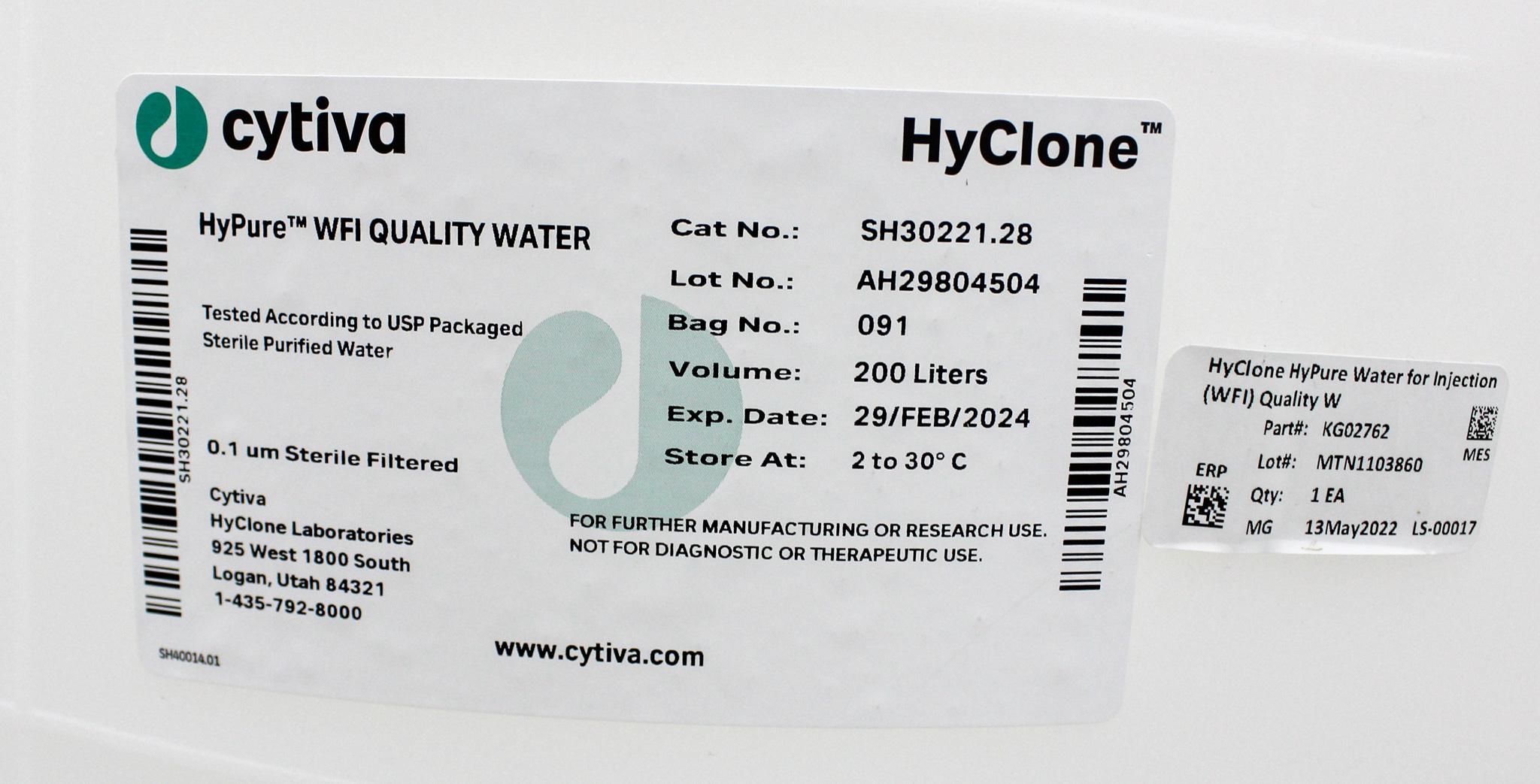 Cytiva HyClone Water Storage Container 200L Turn-key Used
