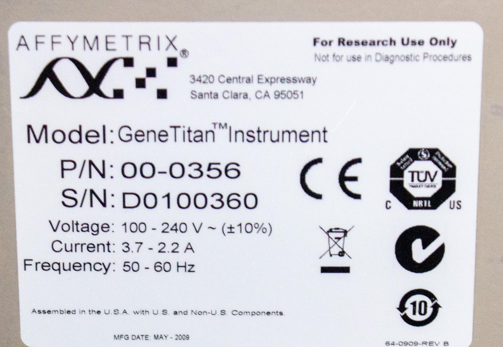 Affymetrix GeneTitan Gene Expression and Genotyping Instrument 96-384 Formats