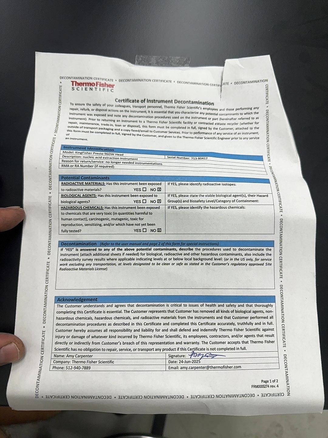 Thermo Kingfisher Presto Liquid Handler with 96DW Head for Automation